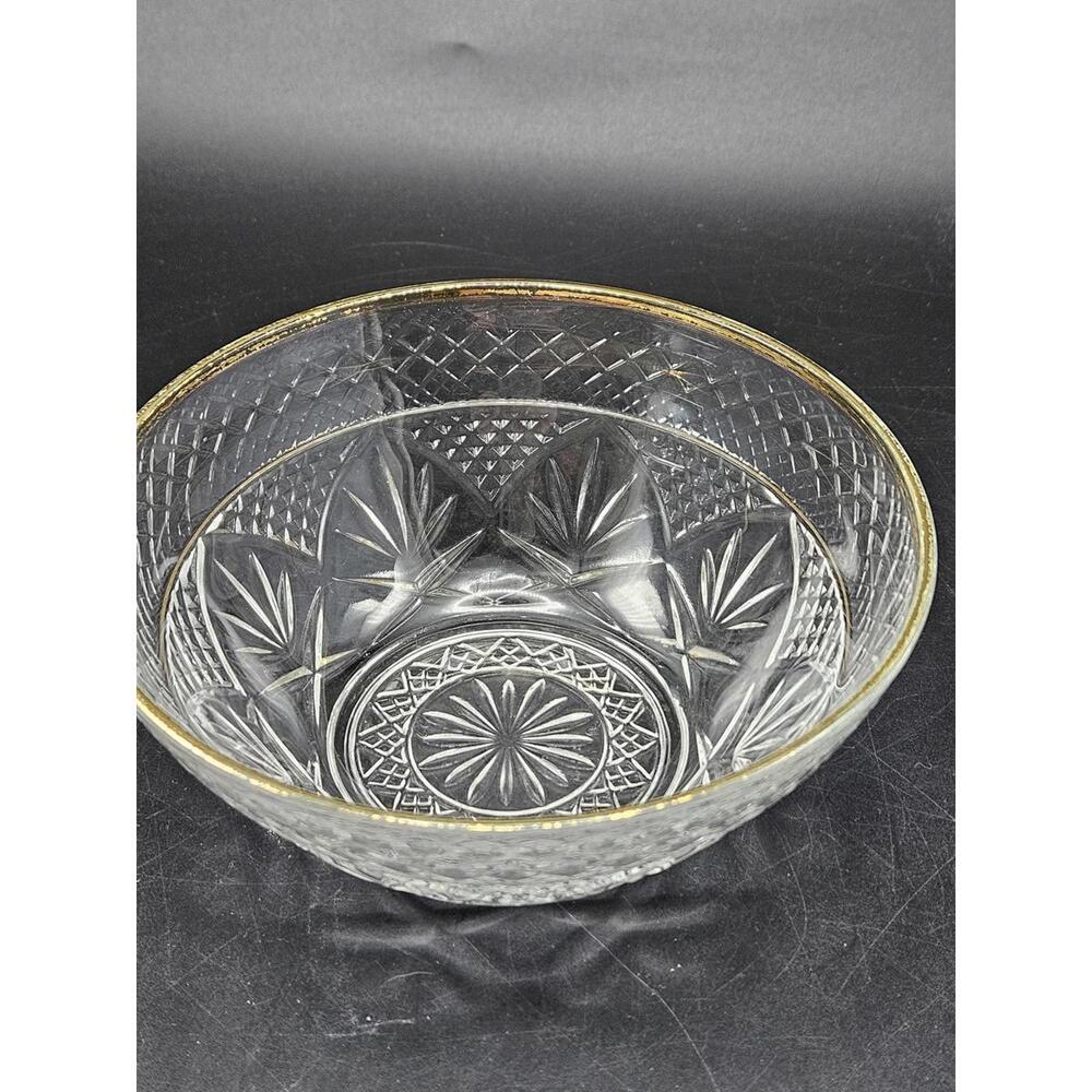 Vintage Cristal D'Arques Durand Antique Gold Rim Berry Dessert Bowl 5.5" USA